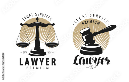 Photo Law office, attorney, lawyer logo or label