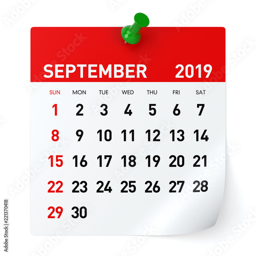 September 2019 - Calendar.