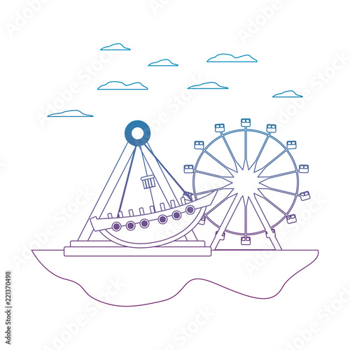 degraded line mechanical ship ride and ferris wheel games