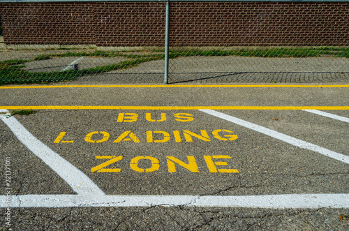 School Bus Loading Zone pavement markings