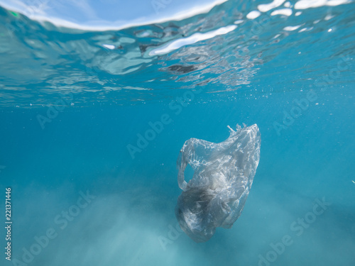 Single use Plastic Bag in Ocean