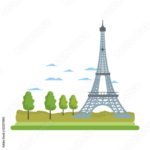 eiffel tower structure and cute trees