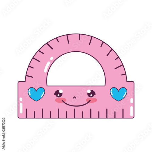 kawaii happy protactor ruler and hearts