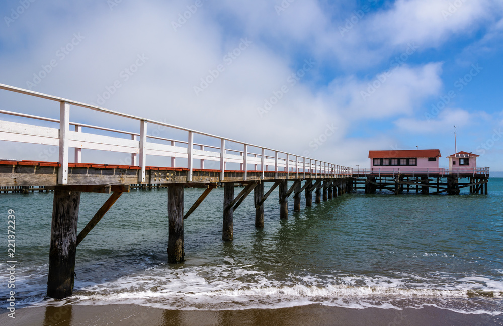 Wooden Pier Heading Into San Francisco Bay Taken From Chrissy Field Beach