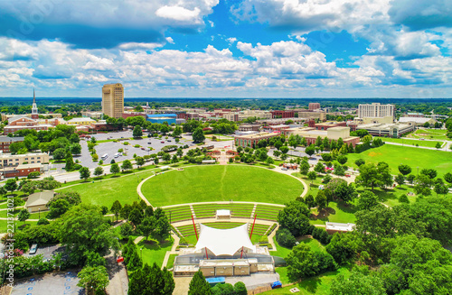 Quadro su tela Drone Aerial of Spartanburg South Carolina SC Skyline