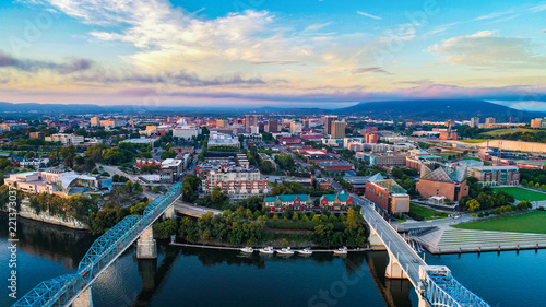 Drone Aerial of Chattanooga Tennessee TN Skyline