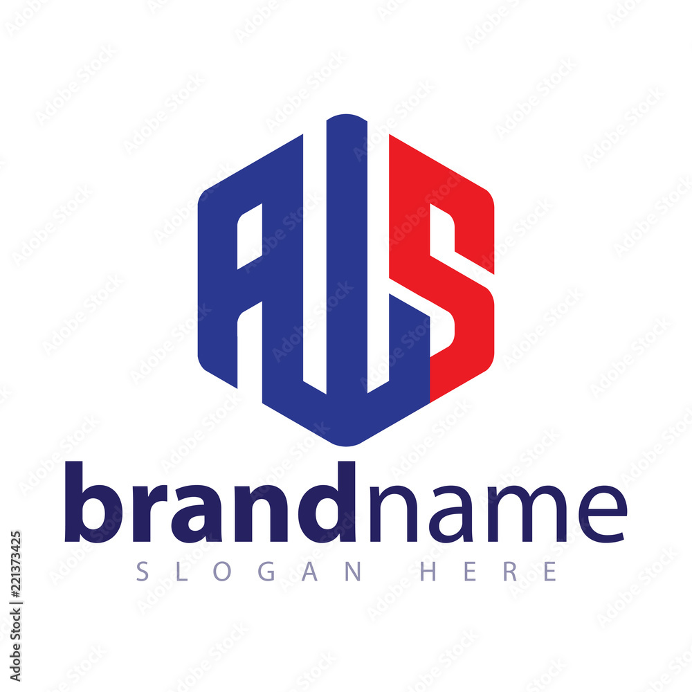 A W S Letter Hexagonal abstract logo stock template A W S Letter Hexagonal abstract logo stock template