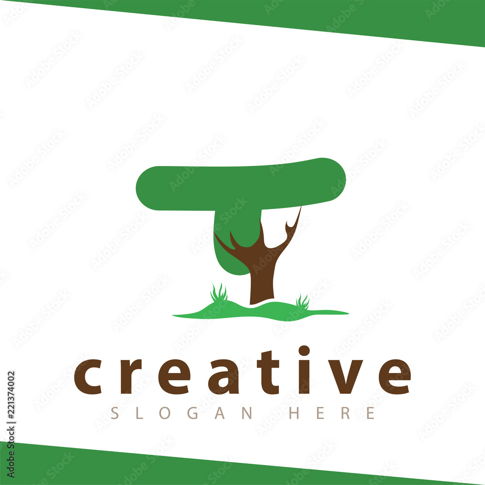 T Letter tree green logo vector template T Letter tree green logo vector template