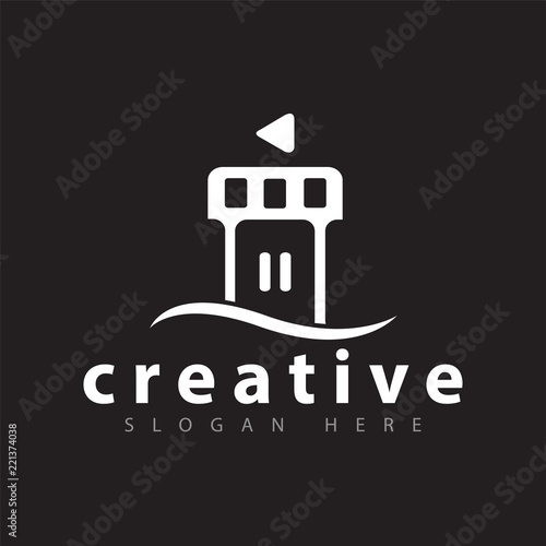 Video Pole with wave logo vector template