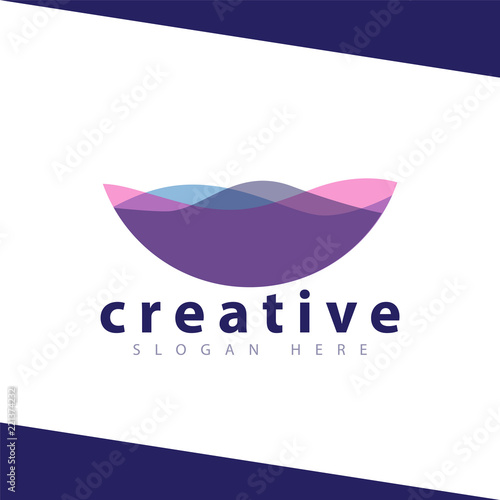 wave semicircle logo design Template
