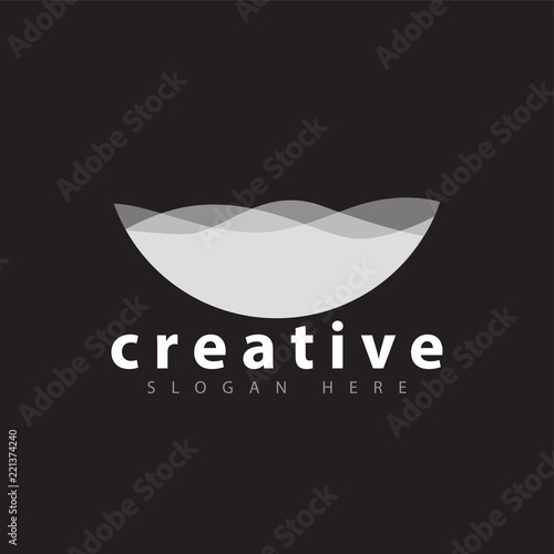 wave semicircle logo design Template