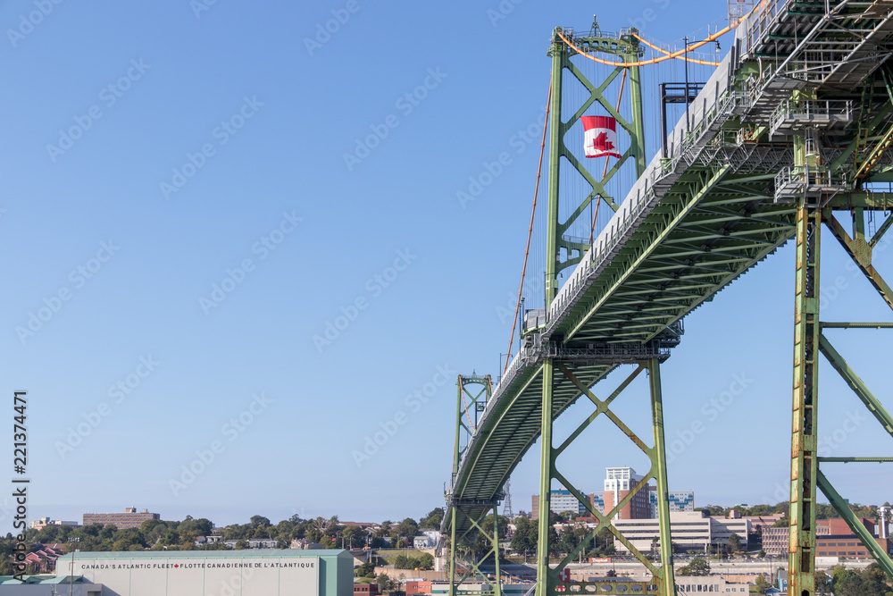 Halifax bridge, sky, river, crane, city, construction, blue, water,