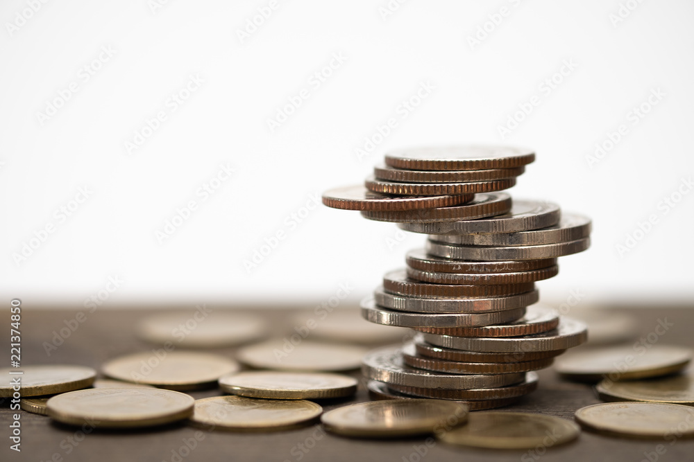 Hand stack coins, concept for Saving money, growing business and wealthy Hand stack coins, concept for Saving money, growing business and wealthy