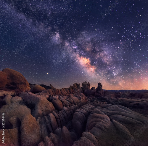 Milky Way over Johua Tree National Park in Arizona photo