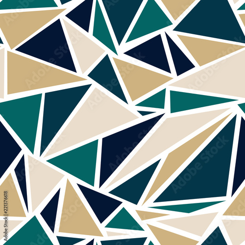 Geometric Triangle Pattern in Teal and Gold
