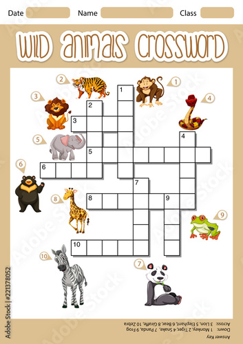 Wild animals crossword concept