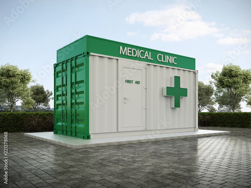 Medical Clinic Container 3D render.