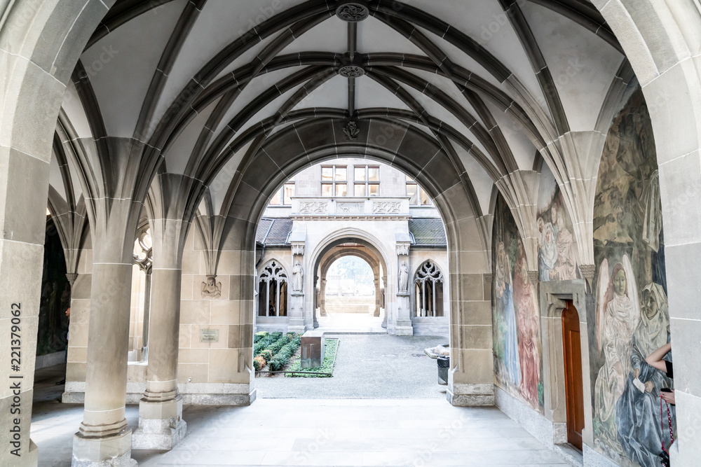 Beautiful Architecture at Fraumunster Church in Zurich, Switzerland