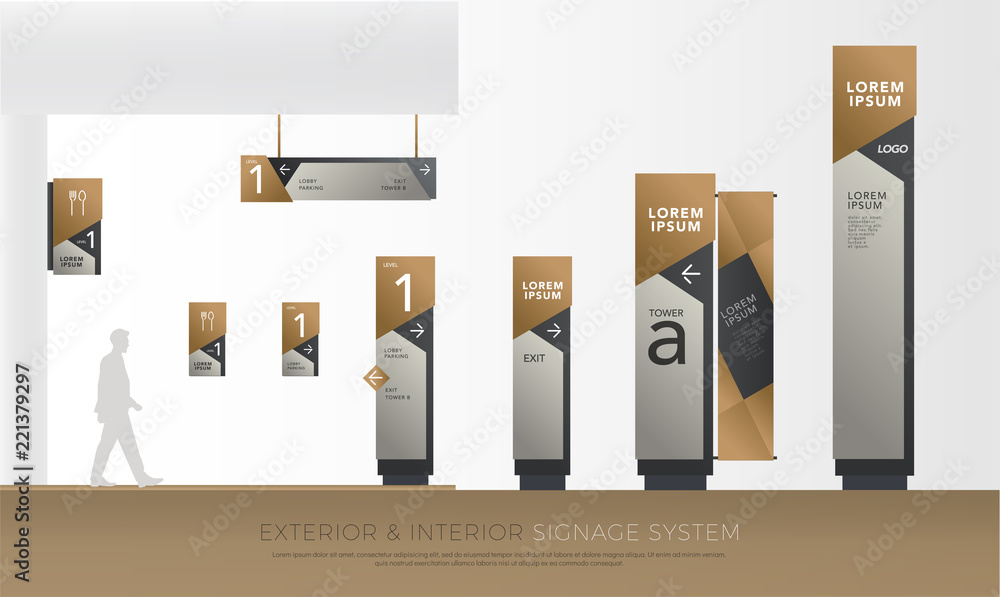 Fototapeta exterior and interior green eco signage concept. direction