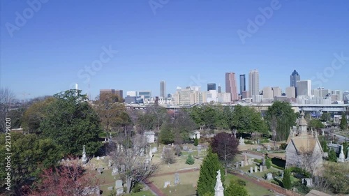 Pedestal Up Shot From Oakland Cemetery to Atlanta Skyline photo