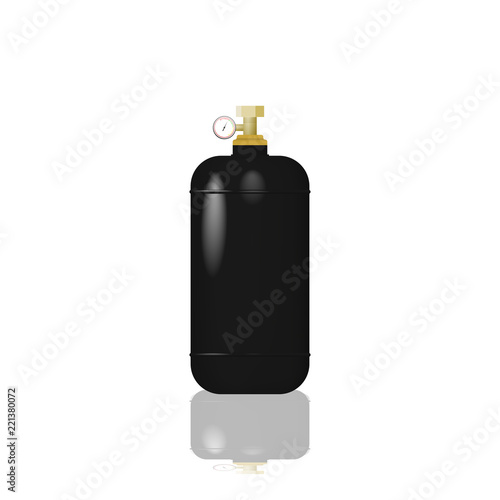 Cylinder black with liquefied gas. Compressed air vector illustration.
