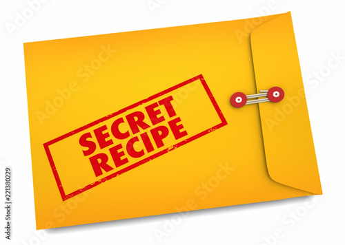 Secret Recipe Food Cooking Ingredients Envelope 3d Illustration photo