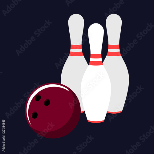 Bowling set on a dark background. Vector