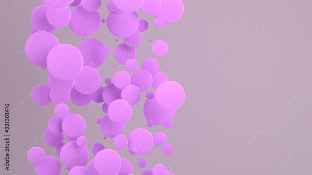 Purple discs of random size on white background