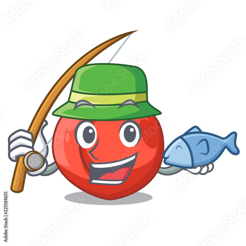 Fishing cartoon fresh sweet nectarines in the garden
