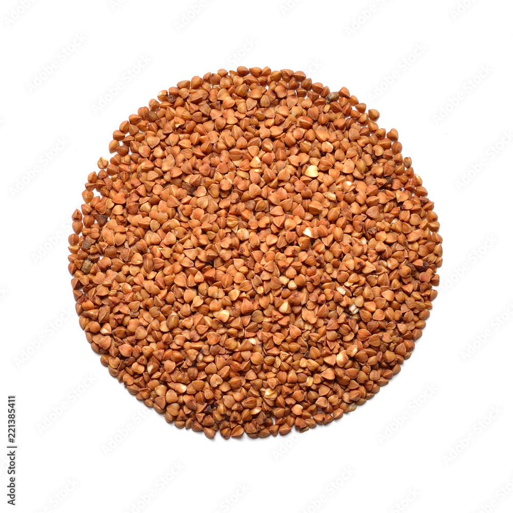 Buckwheat isolated on white background. Top view Buckwheat isolated on white background. Top view