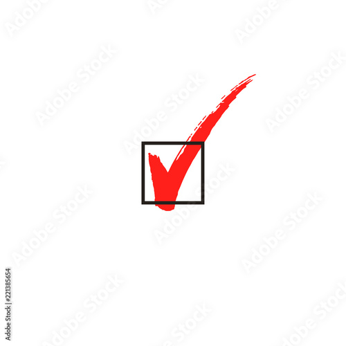 Done, check mark tick the box symbol and calligraphy, vector illustration