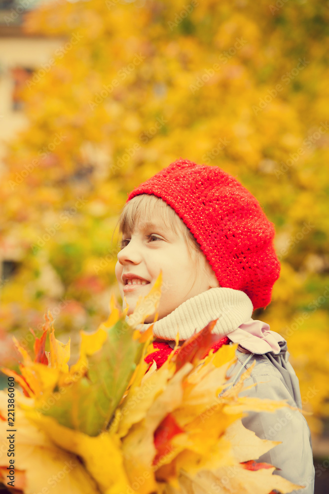 cute girl of 5 years old in autumn afternoon. cute girl of 5 years old in autumn afternoon.