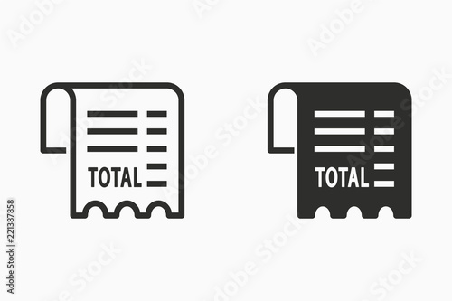 Receipt vector icon for graphic and web design.