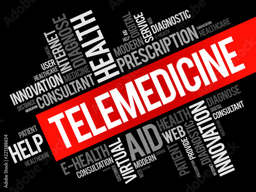 Telemedicine word cloud collage, health concept background