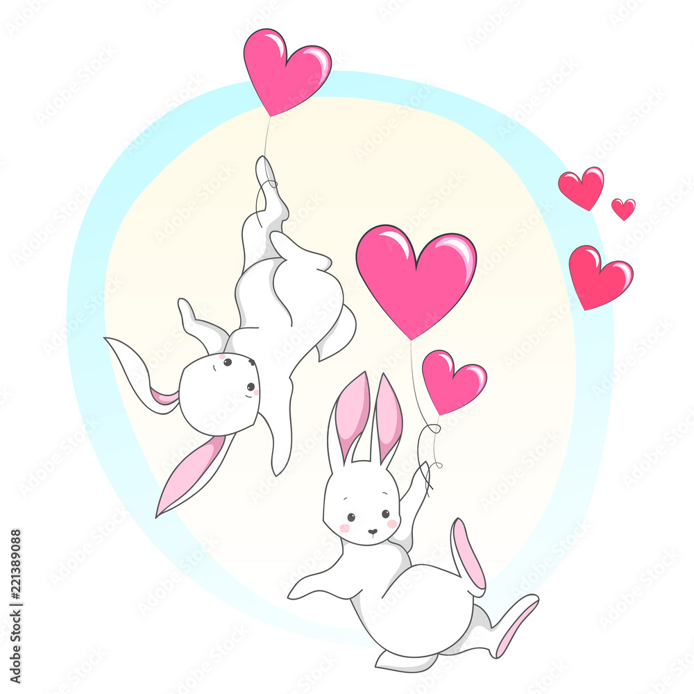 Cute white romantic bunny with heart Cute white romantic bunny with heart