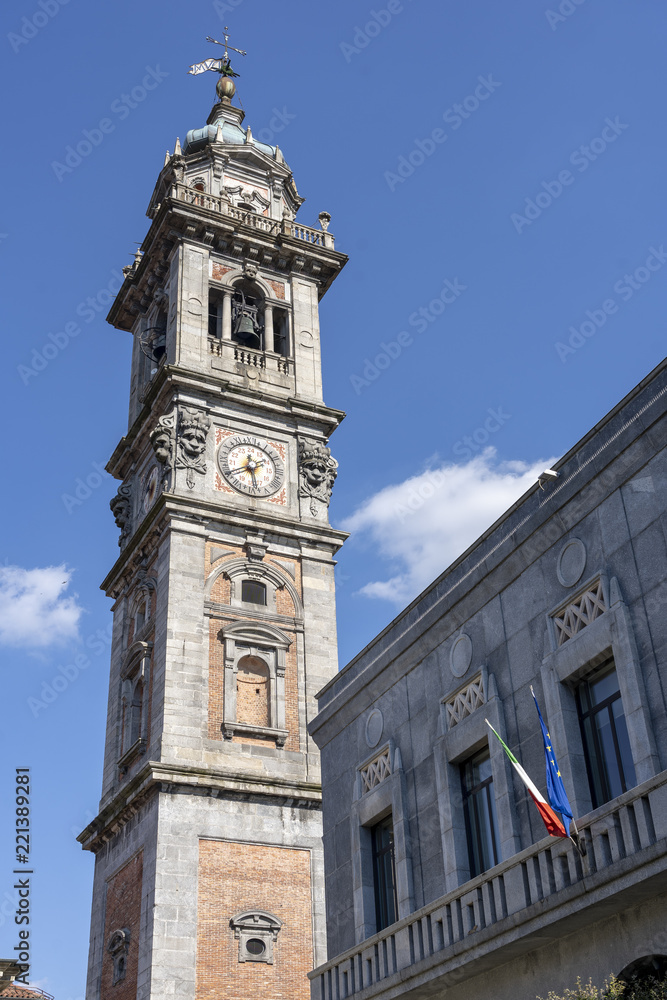 Varese, Italy: old belfry and historic palace