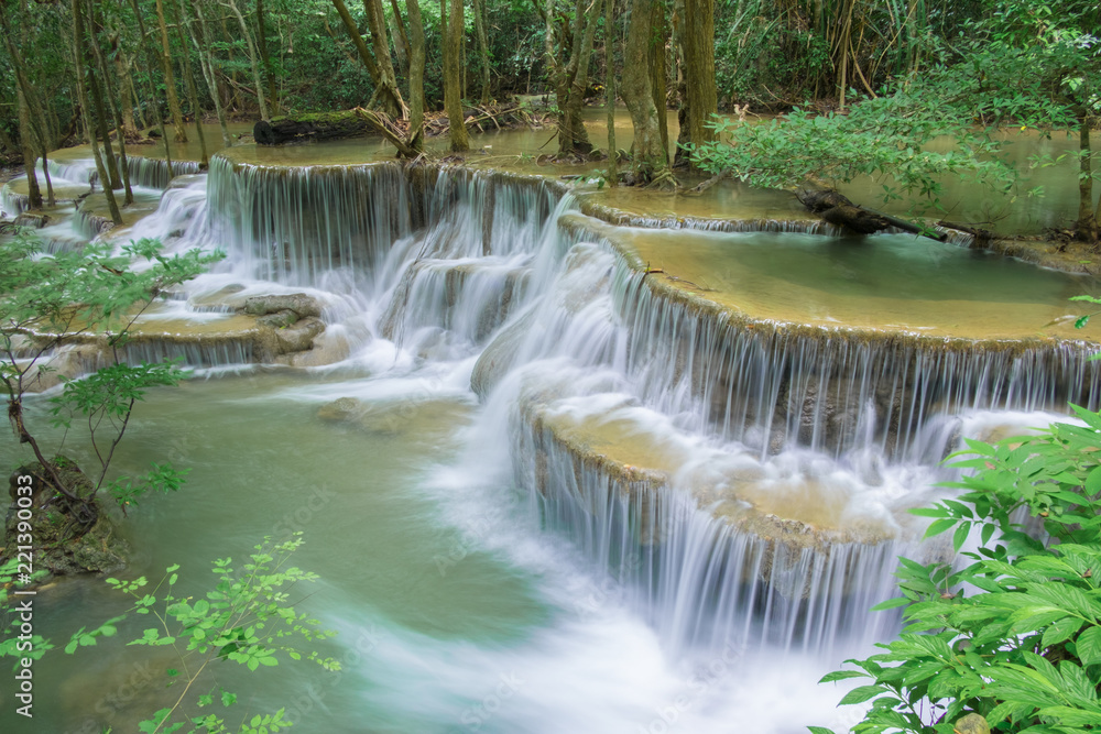 Fifth of Hauy mae khamin waterfall located in deep forest of Kanchanaburi province,Thailand. Fifth of Hauy mae khamin waterfall located in deep forest of Kanchanaburi province,Thailand.