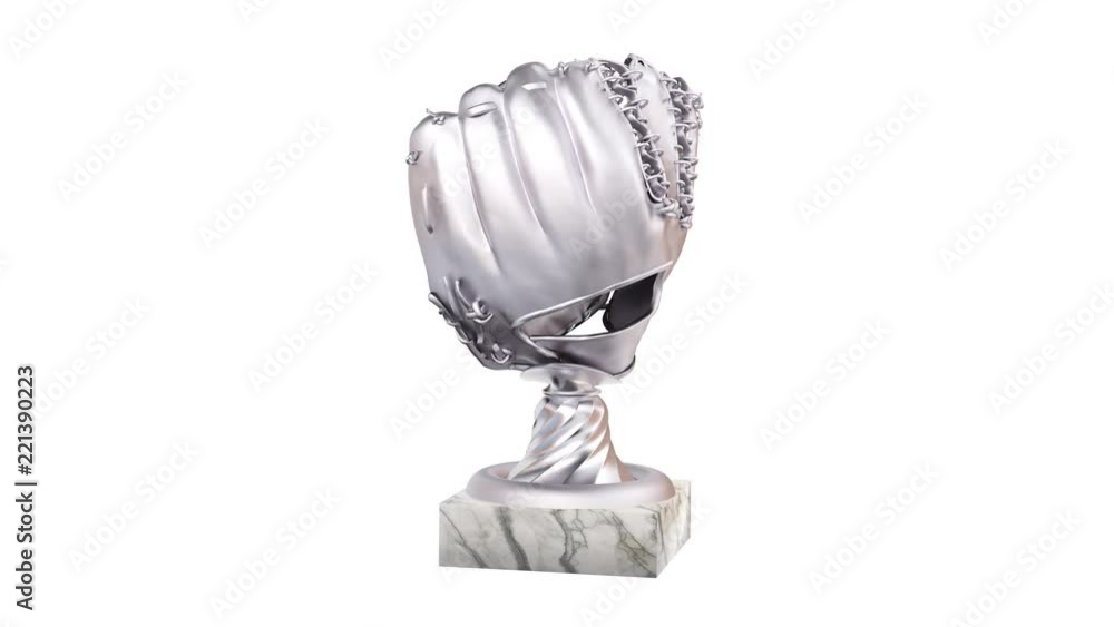 Baseball Silver Trophy with Glove and Ball in Infinite Rotation Baseball Silver Trophy with Glove and Ball in Infinite Rotation