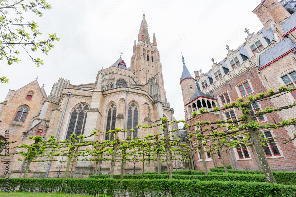 Exterior view of the famous Church of Our Lady Bruges