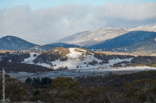 Traffic heading into the snowy mountains Australia