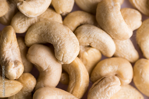 Nuts, cashew, tasty and healthy food with lots of vitamins. Close up view, selective focus over the nuts