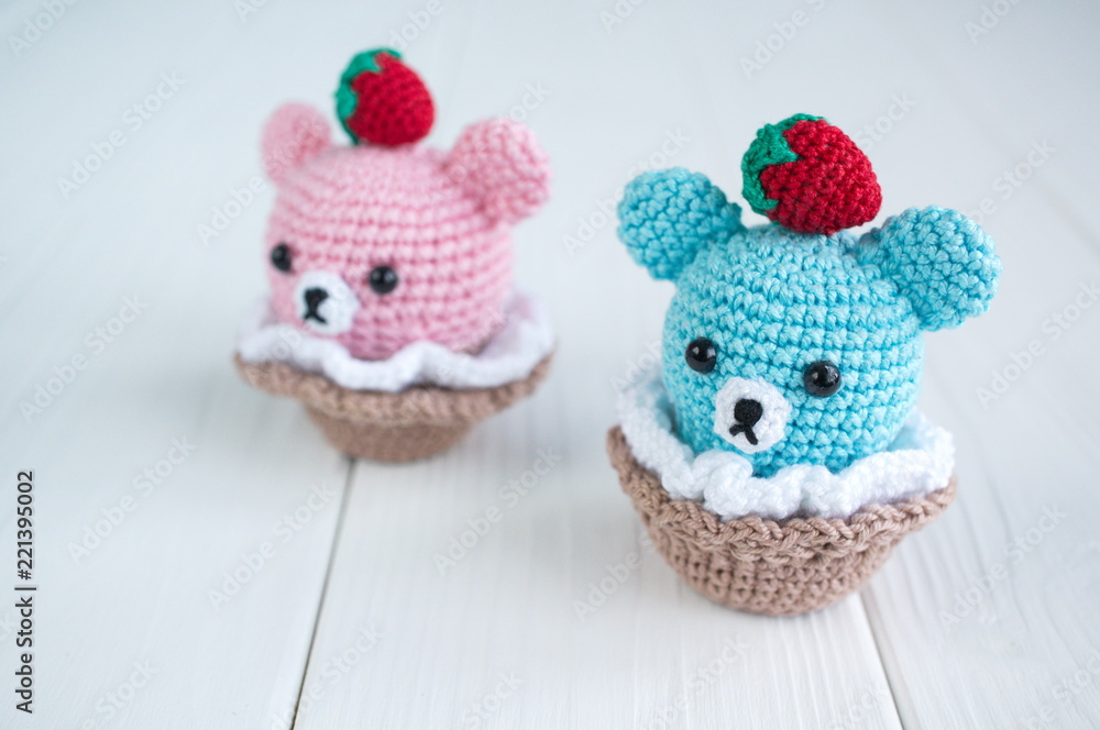 Amigurumi cake in the form of a bear cub. Knitted toy. Amigurumi cake in the form of a bear cub. Knitted toy.