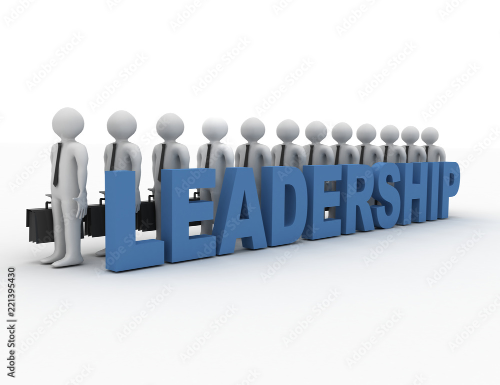 Leadership concept text with white 3d people team Leadership concept text with white 3d people team
