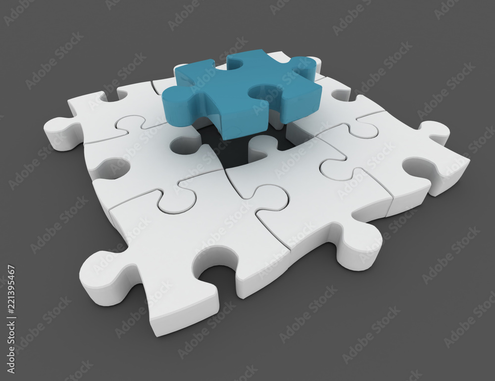 Obraz premium 3d puzzle concept on gray background