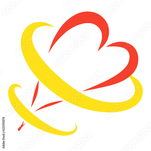 red heart with yellow circles, bright romance, planet of love