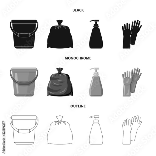 Vector illustration of cleaning and service icon. Collection of cleaning and household stock symbol for web.
