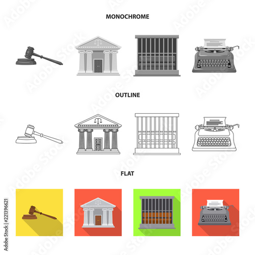 Vector illustration of law and lawyer icon. Set of law and justice stock vector illustration.