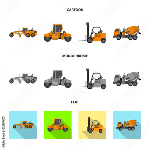Vector design of build and construction sign. Collection of build and machinery stock vector illustration.