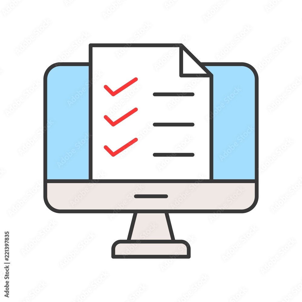 document on computer desktop screen, education or business concept, editable stroke outline icon document on computer desktop screen, education or business concept, editable stroke outline icon