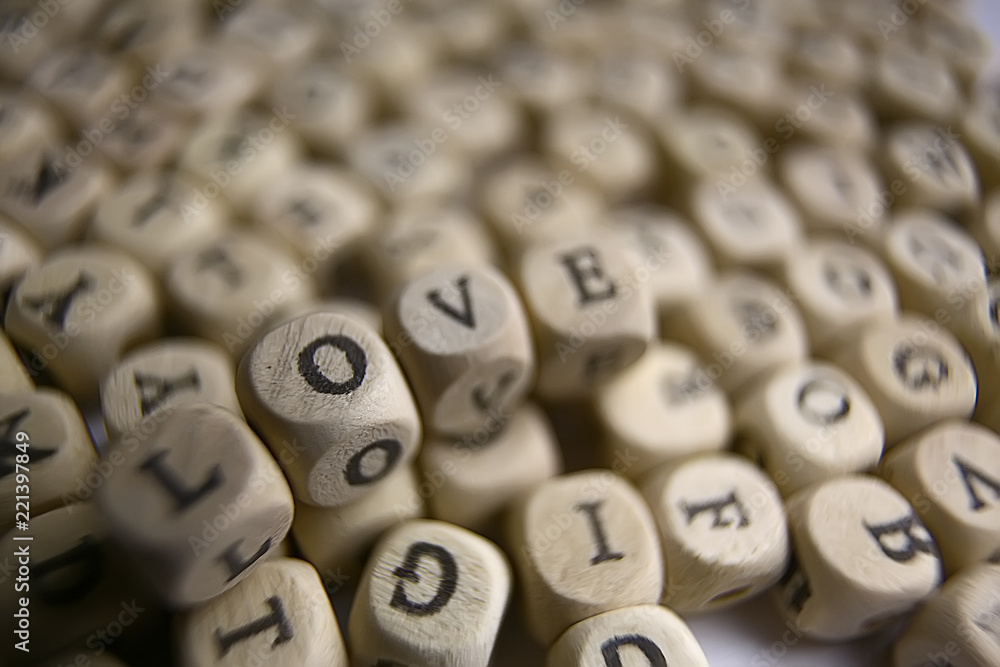 cubes letters love inscription / message from small letters, the concept of romance love, inscription love unusual font cubes letters love inscription / message from small letters, the concept of romance love, inscription love unusual font